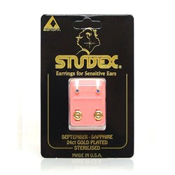 Birthstone Studs - Mini Bezel Gold - September / Sapphire